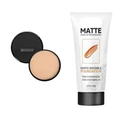 YELGO Matte Finish Compact Powder & White Invisible Foundation Combo image 1