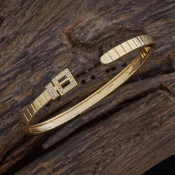 Kushal's Fashion Jewellery Gold-Plated Cubic Zirconia Studded Kada Bracelet-image-3