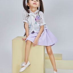 Peppermint Girls Floral Printed Bow Top With Skirt-image-83