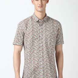 Peter England Casuals Men Spread Collar Floral Printed Cotton Slim Fit Casual Shirt-image-82