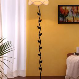 Devansh Black & Off White Cotton Leaf Floor Lamp-15