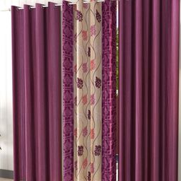 Galaxy Home Decor Purple Set of 3 Floral Window Curtain-image-43