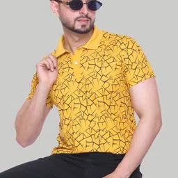 STELVIN Men Abstract Printed Polo Collar T-shirt-image-63