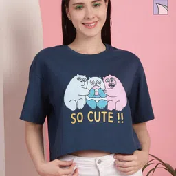 Dreambe Women Pack of 2 Tom & Jerry Typography Printed Round Neck Cotton Boxy T-shirts-picture-8