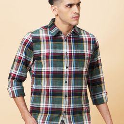 Being Human Men Classic Slim Fit Spread Collar Tartan Checked Cotton Casual Shirt-image-27