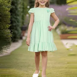 Lagorii Girls Casual Flutter Sleeves Fit & Flare Dress-image-37
