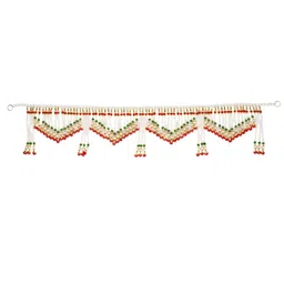 NARYA TRADITIONAL Cream Colored & Red Toran Festive Decor-picture-47