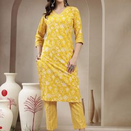 HERE&NOW Embroidered Printed Pure Cotton Tunic & Palazzo Co-Ord Set-image-47
