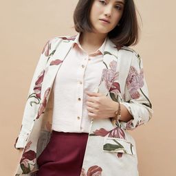 CODE by Lifestyle Floral Printed Shawl Collar Open Front Jacket Jacket-17