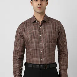Van Heusen Tartan Checked Spread Collar Pure Cotton Slim Fit Formal Shirt-picture-26