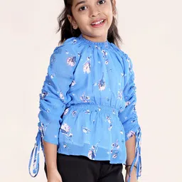 KiddoPanti Floral Print Georgette Cinched Waist Top-12