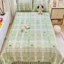 JC HOME Green & White Printed Cotton Double Queen Bed & Pillow Cover-image-87