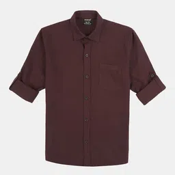 Charchit Boys Comfort Relaxed Fit Solid Spread Collar Casual Shirt-image-78
