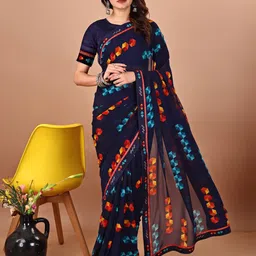 Panzora Women Printed SareeWith Unstitched Blouse Piece-image-70