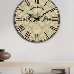 RANDOM Beige & Black Floral Printed Analogue Contemporary Silent Wall Clock-28