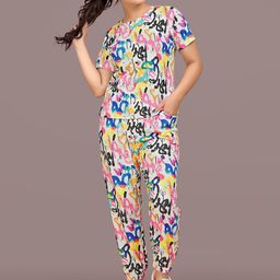 JK Creation Printed T-shirt With Joggers Co-Ords-image-94