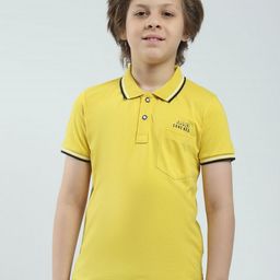Monte Carlo Boys Brand Logo Print Polo Collar Pure Cotton T-shirt-image-40