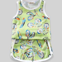 YK Boys Printed Round Neck T-Shirt & Shorts Clothing Set-image-1