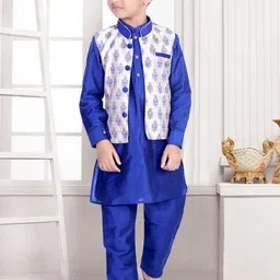 Pehanaava Boys Ethnic Motifs Regular Thread Work Kurta with Pyjamas-18
