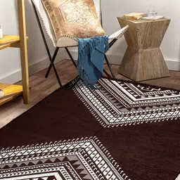 bsb home Coffee Brown Abstract No Shredding Polyester Carpet-42