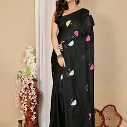 PuJoy Embellished Pure Cotton Taant Saree-picture-31