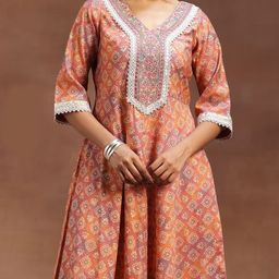 Libas Ethnic Motifs Printed Zari Panelled A-Line Kurta With Trouser & Dupatta image 2