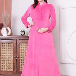 Secret Wish Solid Maxi Maternity Nightdress-image-79