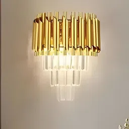 KINIS Gold-Toned & White Textured Metal Abstract Shaped Shaped Wall Lamp-19