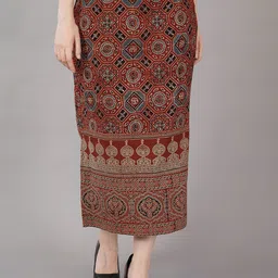NAVSYAA Printed Pure Cotton Straight Midi Skirt-picture-39
