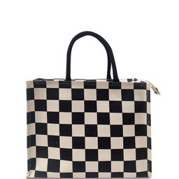 earthbags Checked Printed Structured Handheld Bag image 1