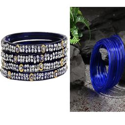 SOMIL Set of 28 Blue Alloy Bangles-image-91