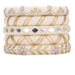 Taasha Craft Set Of 4 Mirror & Beads Studded Bangles image 2