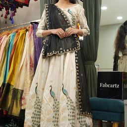 Fabcartz Embroidered Silk Semi-Stitched Lehenga & Unstitched Blouse With Dupatta-image-61