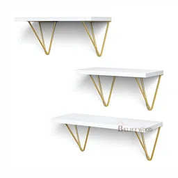 BELIEF WOOD Set of 3 White Wooden Wall Shelf-21