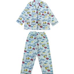 shopbloom Unisex Kids Abstract Printed Lapel Collar Shirt & Pyjamas-2