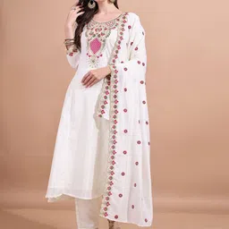 KALINI Women Ethnic Motifs Embroidered Regular Sequinned Kurta with Trousers & With Dupatta-picture-37