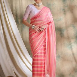 Maroosh Striped Zari Banarasi Saree-image-65