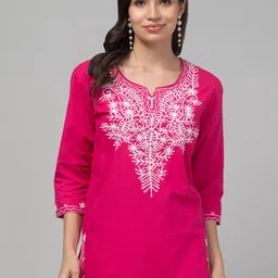 FAMBEE Floral Embroidered Pure Cotton Kurti-picture-26