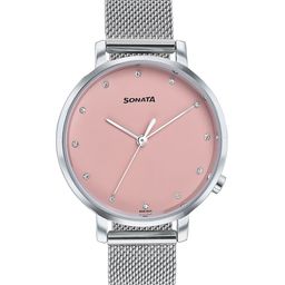 Sonata Women Brass Embellished Dial & Stainless Steel Straps Analogue Watch 87045SM02W-image-47