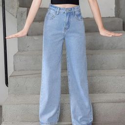 Women Regular High Rise Light Blue Jeans-image-34