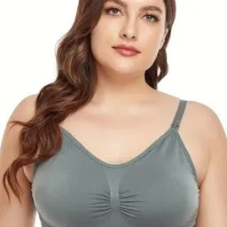 BRACHY Women Plus Size Full Coverage Removable Padding Non-Wired Maternity Bra-17