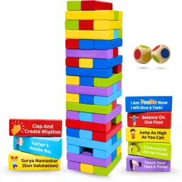 Kids Activity Tower Blocks | 54 Blocks + 2 Dice | Age 3+ Toy Game-picture-20