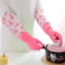 Reusable Latex Pvc Flock Lined Long Sleeves Hand Gloves For Kitchen Wet and Dry Glove Set-image-37