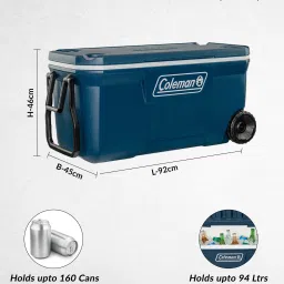 coleman 100 QT Large Ice Box,94.6L Keeps the Ice™ up to 5 days(Blue,White) image 2