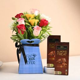 Luxurious Roses With Tempting Chocolates For Dad-28