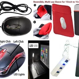 ANJO KeyboardLEDMouse-WristPad-Hub-Clnr-OTG2n1-Ext-LED-Skin-15.6iScrn&KeyGuard&Sleeve Combo Set image 3