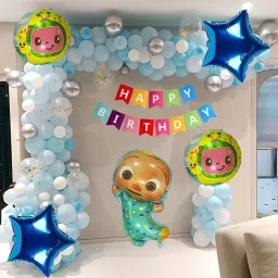Cocomelon Theme Birthday Decoration Kit with JJ Foil & Happy Birthday Banner-image-86