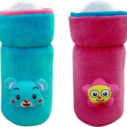 Bottle Cover Wide Neck Feeders Soft Plush Stretchable Baby Feeding Bottle Cover with Easy to Hold Strap (Pack of 2)-image-76