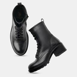 U.S. Polo Assn. Women Casual Block-Heeled Biker Boots-picture-3
