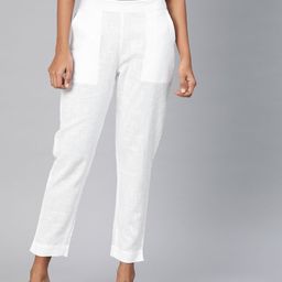 Divena Women White Straight Fit Solid Regular Trousers-picture-53